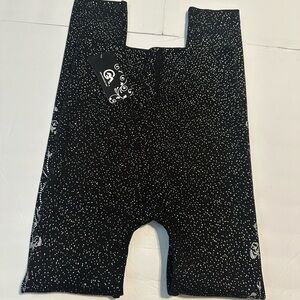 Black and White Speckled Womens Butterfly Floral Side Design Leggings One Size